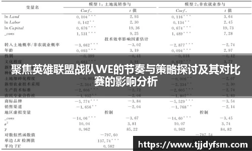 聚焦英雄联盟战队WE的节奏与策略探讨及其对比赛的影响分析
